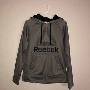 Gray Reebok logo spell out hoodie